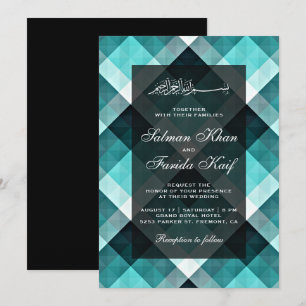 Invitation Mariage islamique Abstrait géométrique Turquoise