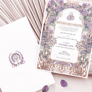 Invitation Mariage islamique Art nouveau inspiré de lilas pru