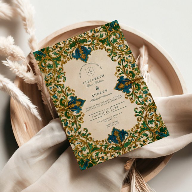 Invitation Mariage islamique baroque émeraude (Créateur téléchargé)