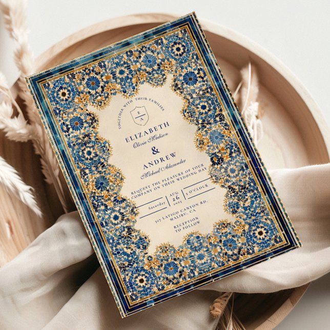 Invitation Mariage islamique bleu royal (Créateur téléchargé)