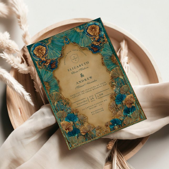 Invitation Mariage Islamique d'Or Emeraude (Créateur téléchargé)