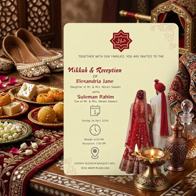 Invitation Mariage islamique élégant Nikkah et réception  (Créateur téléchargé)