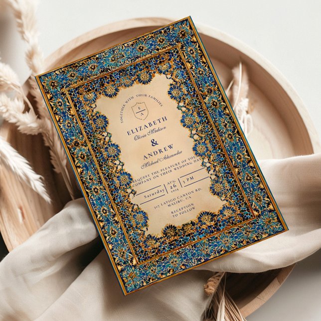 Invitation Mariage islamique en mosaïque d'or (Créateur téléchargé)