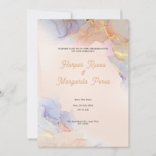 Invitation Mariage islamique minimaliste d'or personnalisé