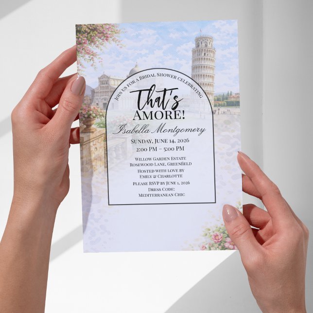 Invitation Mariage Italien à Pise That's Amore (Italian Pisa That’s Amore Bridal Shower Invitation
)