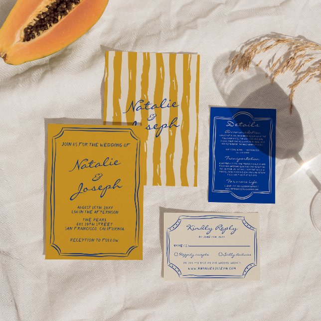 Invitation Mariage Italien à rayures peintes à la main (Créateur téléchargé)