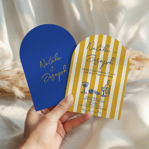 Invitation Mariage Italien Bleu Jaune Main Courante Arc
