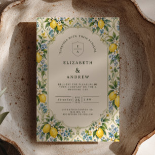 Invitation Mariage Italien Floral Citron Jaune