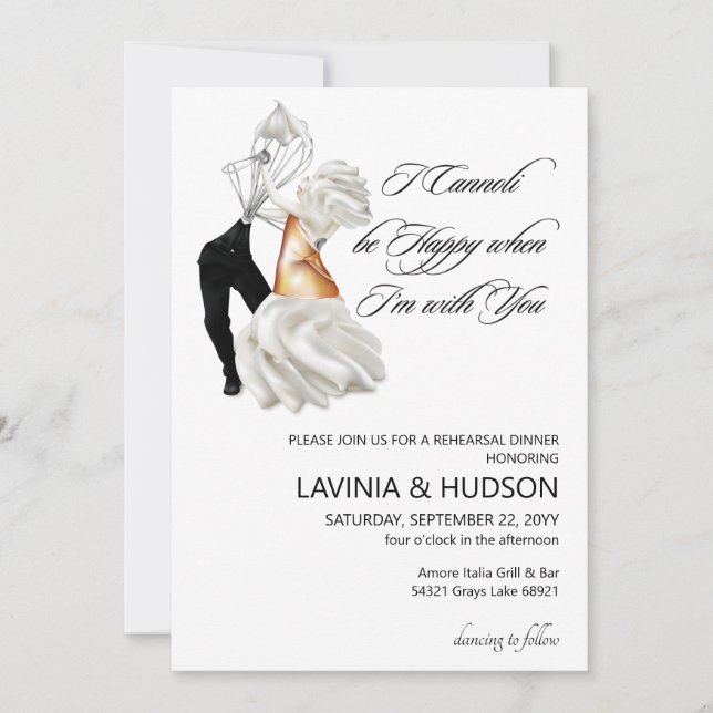 Invitation Mariage Italien Funny Cannoli (Devant)