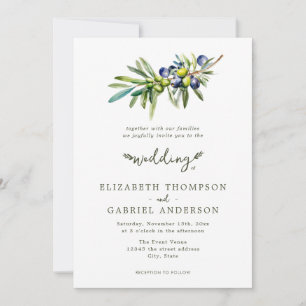 Invitation Mariage Italien Moderne Élégant avec Branche d'Oli