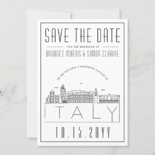 Invitation Mariage italien   Skyline stylisée Enregistrer la 