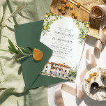 Invitation Mariage italien Villa Lemons & Olives<br><div class="desc">Ce design présente une magnifique villa italienne ornée de citrons,  d'olives et de fleurs blanches.</div>