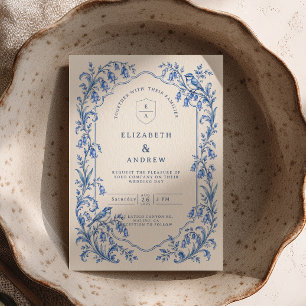 Invitation Mariage Jacinthe Bleu Chinoiserie Oiseaux