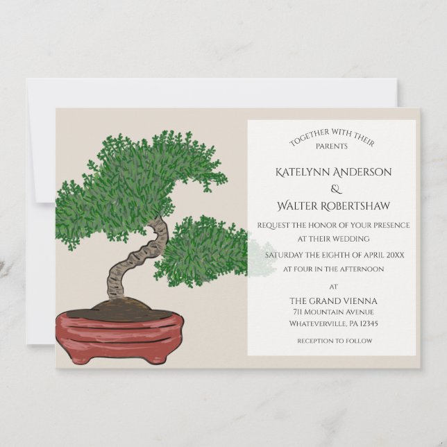 Invitation Mariage japonais Bonsai Tree (Devant)