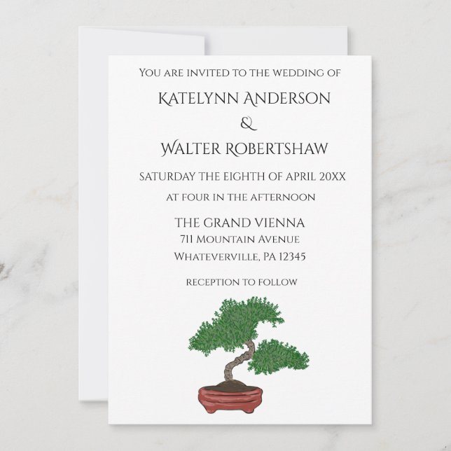 Invitation Mariage japonais Bonsai Tree (Devant)