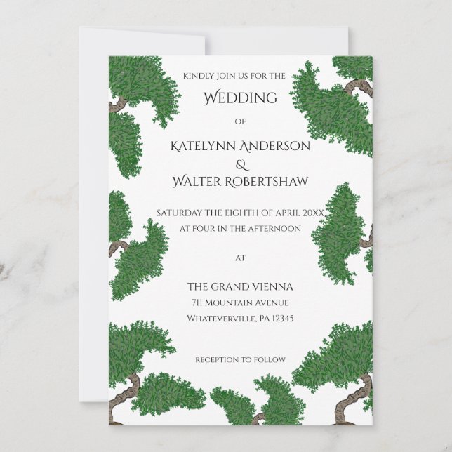 Invitation Mariage japonais Bonsai Tree (Devant)