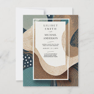 Invitation Mariage japonais scandinave Abstrait vert Turquois