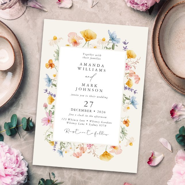 Invitation Mariage Jardin Botanique de Fleurs Sauvages Bohème (Créateur téléchargé)