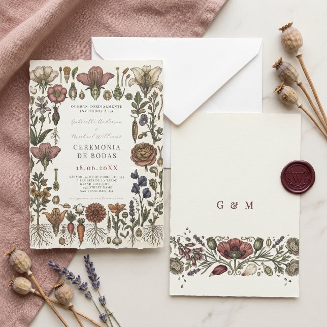 Invitation Mariage Jardin Botanique Espagnol Notre Boda  (Créateur téléchargé)