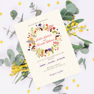 Invitation Mariage Jardin de fleurs exotiques Wild Rose Woods