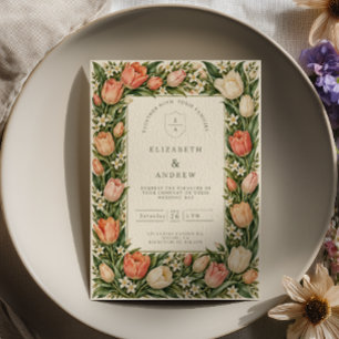 Invitation Mariage Jardin de Tulipes Corail