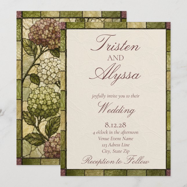 Invitation Mariage Jardin de Verre Coloré (Devant / Derrière)