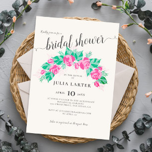 Invitation Mariage Jardin Fleurs Rose Vert Rose