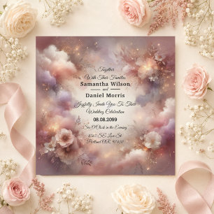 Invitation Mariage Jardin Poussière d'Étoiles Rouge Champagne