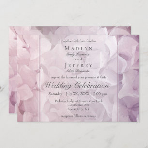 Invitation Mariage Jardin rose vif et violet Hydrangea