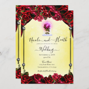 Invitation Mariage Jaune argenté rouge brillant
