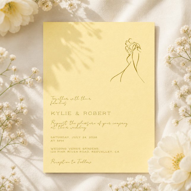 Invitation Mariage Jaune Beurre Romantique Moderne (Créateur téléchargé)