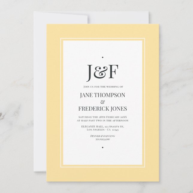 Invitation Mariage Jaune Céleste (Devant)