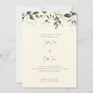 Invitation Mariage Jaune Clair Feuilles et Vignes Modernes