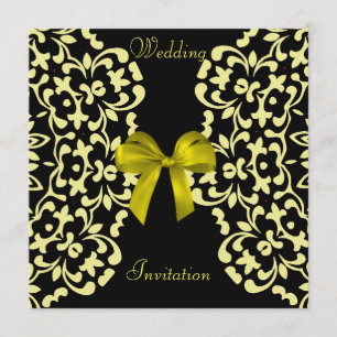 Invitation Mariage Jaune Noir Jolie Dentelle Invite