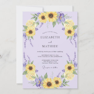 Invitation Mariage Jaune Tournesol Lavande Floraison