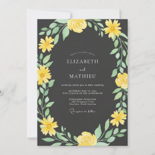 Invitation Mariage Jaune Verdoyant Floraison Botanique