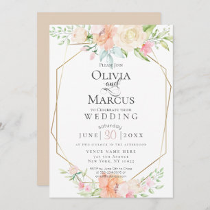 Invitation MARIAGE Jolie aquarelle fleurs de printemps