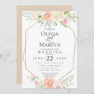 Invitation MARIAGE Jolie aquarelle fleurs de printemps