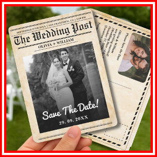Invitation Mariage Journal Rustique Élégant Sauvegarder La Da