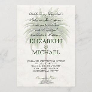 Invitation Mariage juif Chuppah élégant Palm moderne