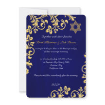 mariage juif de Brocade bleu et or