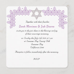 Invitation mariage juif de David chuppah