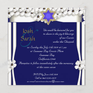 Invitation mariage juif des fleurs blanches