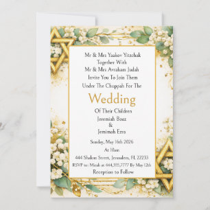 Invitation Mariage juif floral botanique d'eucalyptus