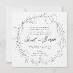 Invitation Mariage juif Inviter fusain Feuille luxuriant