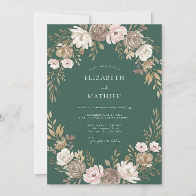 Invitation Mariage Juniper Peint Pétale (Devant)