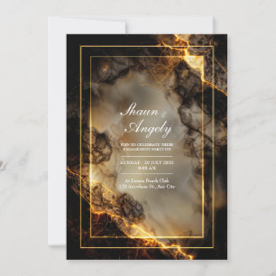 Invitation Mariage Kintsugi Gildé Molten Ardoise Sombre Moder
