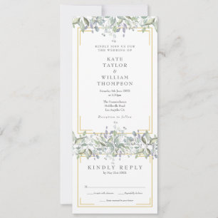 Invitation Mariage : la sauge et la verdure de lilas, tout en