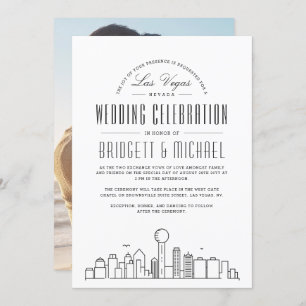 Invitation Mariage Las Vegas   Ligne Skyline Déco Moderne