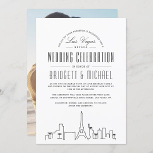 Invitation Mariage Las Vegas   Ligne Skyline Déco Moderne